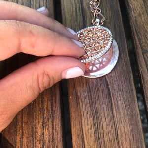 Rose gold, long chain necklace.